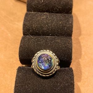 Gorgeous! Sterling silver rainbow colored ring marked 925.